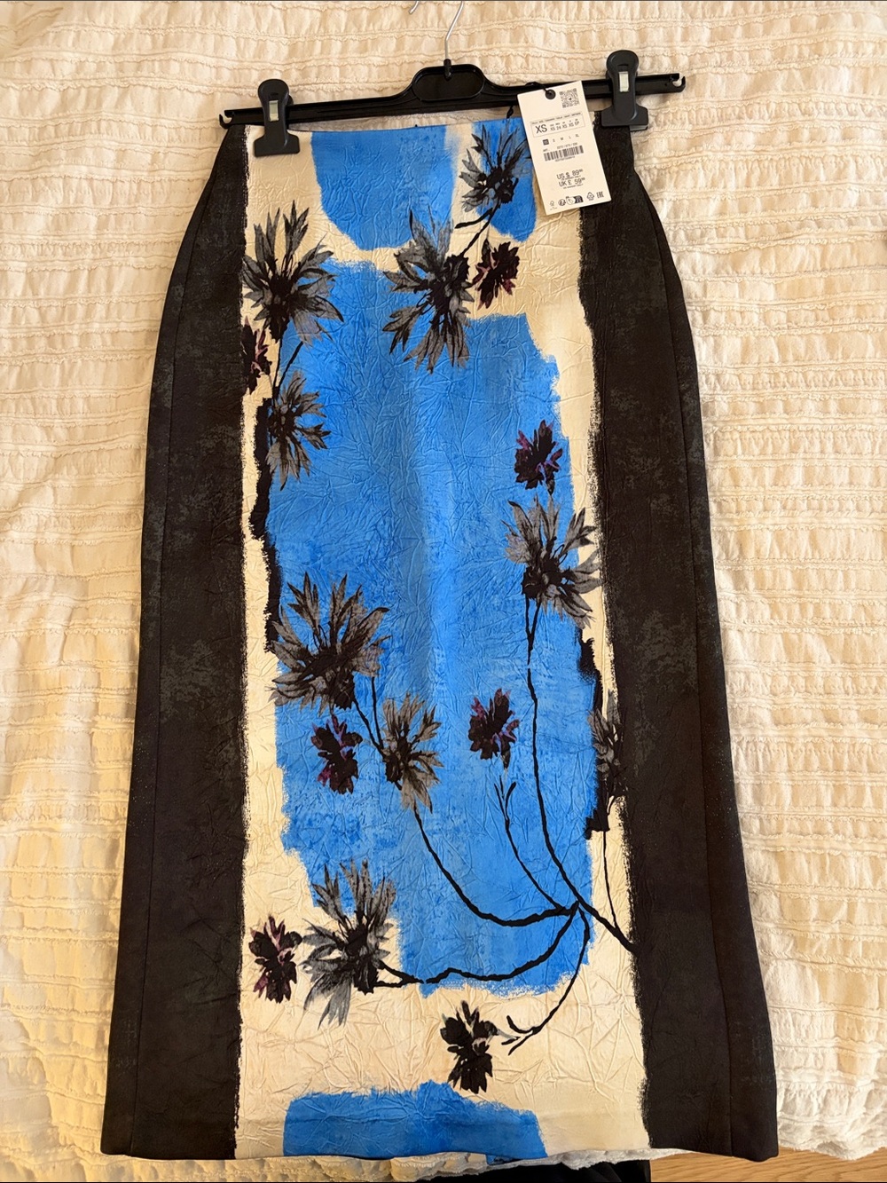 Zara Blue Tropical Hawaiian print Paneled Midi Skirt - NWT
